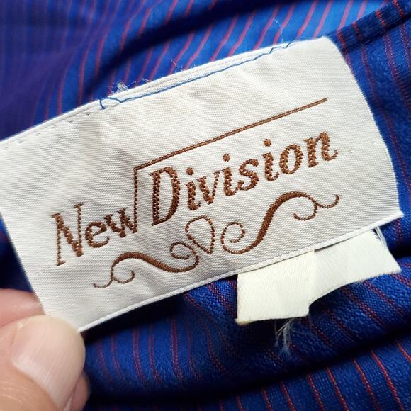 Vintage New Division Blue Red Stripe Belted Shirt Dress Day Dress Size 9 / 10 - Picture 15 of 16